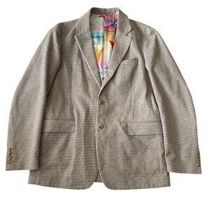 Robert Graham Blazer Sport Jacket Men’s 40 Khaki Beige Tailored Fit Polka Dots